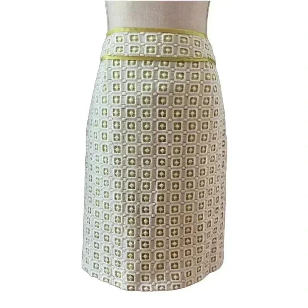 Antonio Melani Women's Ivory Lace & Chatreuse Poly Satin Pencil Straight Lined S
